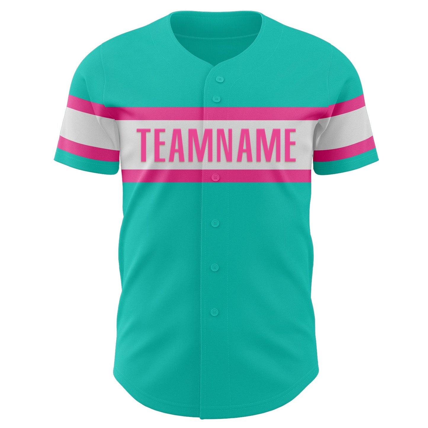 Custom Aqua White-Pink Authentic Baseball Jersey - Sky-Custom
