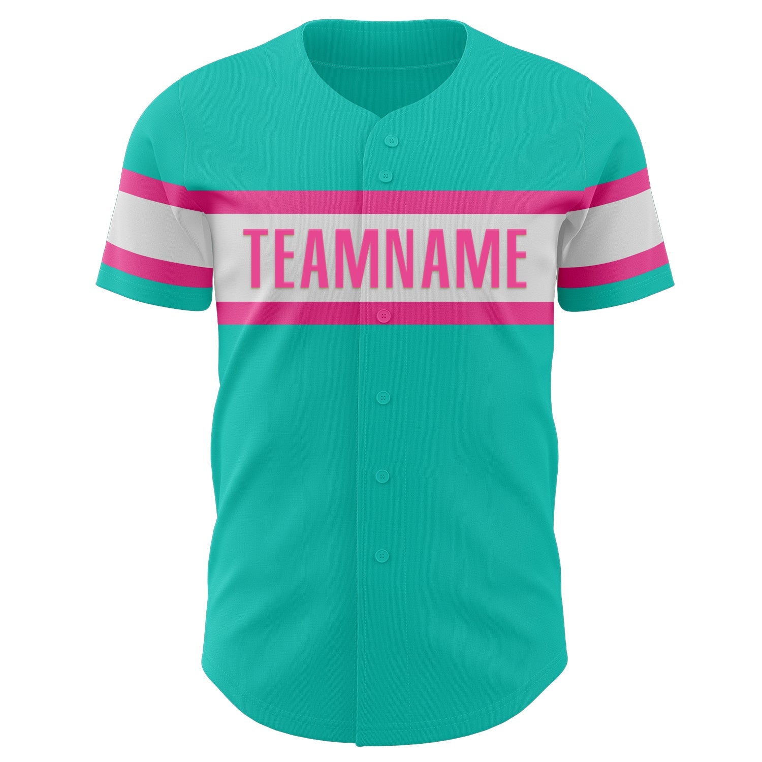 Custom Aqua White-Pink Authentic Baseball Jersey - Sky-Custom