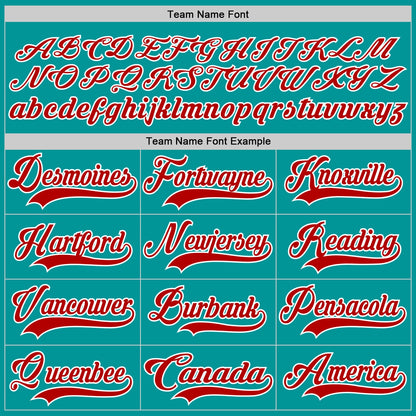 Custom Aqua Red-White Hockey Jersey - Sky-Custom