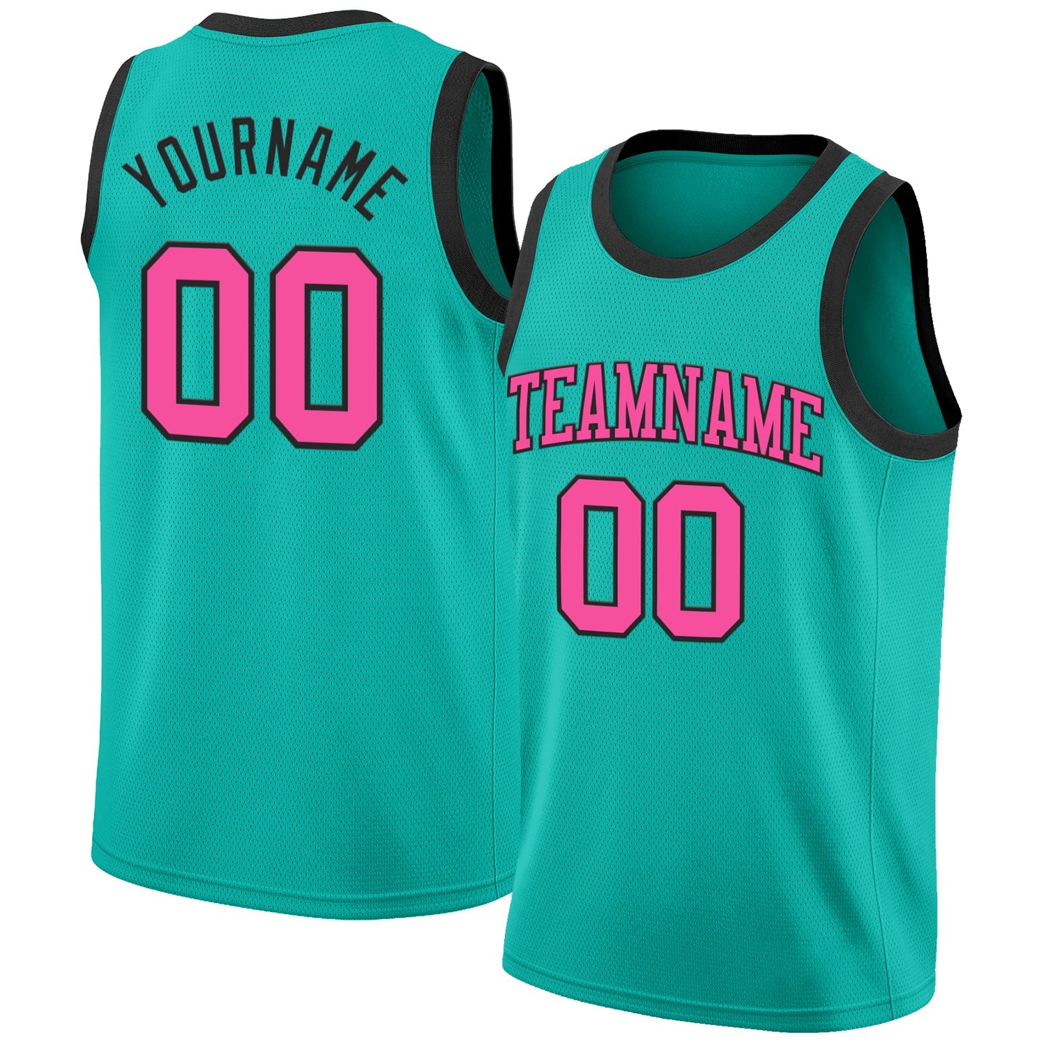 Custom Aqua Pink-Black Authentic Basketball Jersey - Sky-Custom