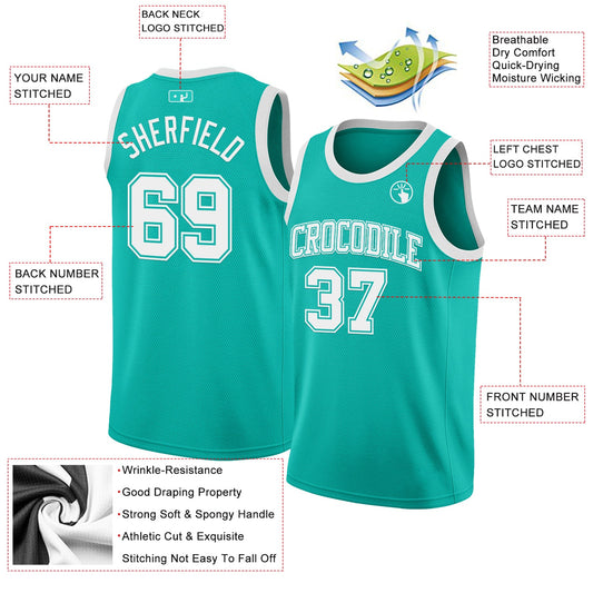 Custom Aqua White Authentic Basketball Jersey - Sky-Custom