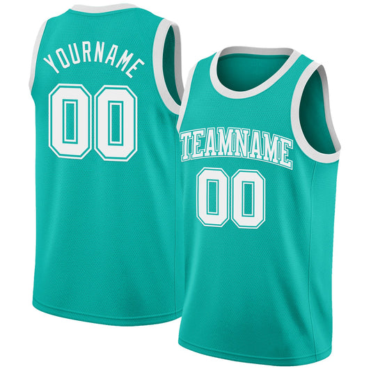 Custom Aqua White Authentic Basketball Jersey - Sky-Custom