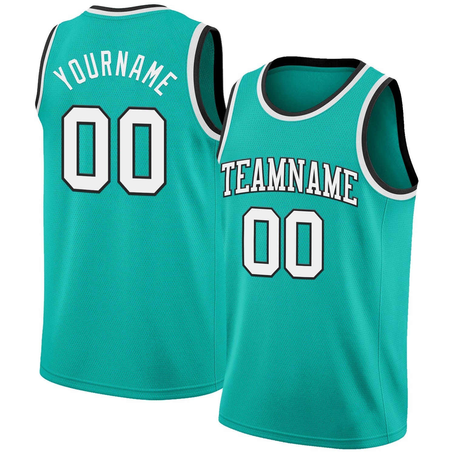 Custom Aqua White-Black Authentic Basketball Jersey - Sky-Custom