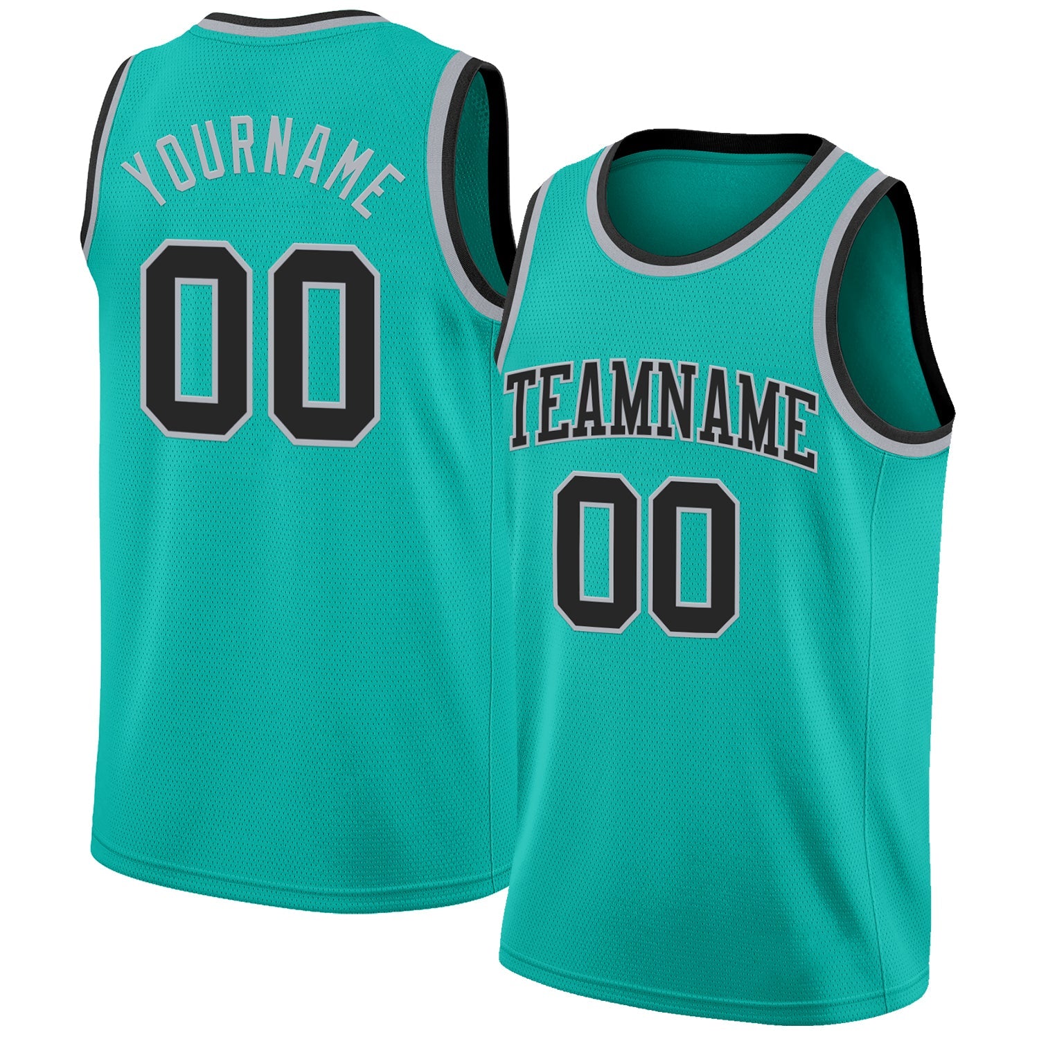 Custom Aqua Black-Gray Authentic Basketball Jersey - Sky-Custom