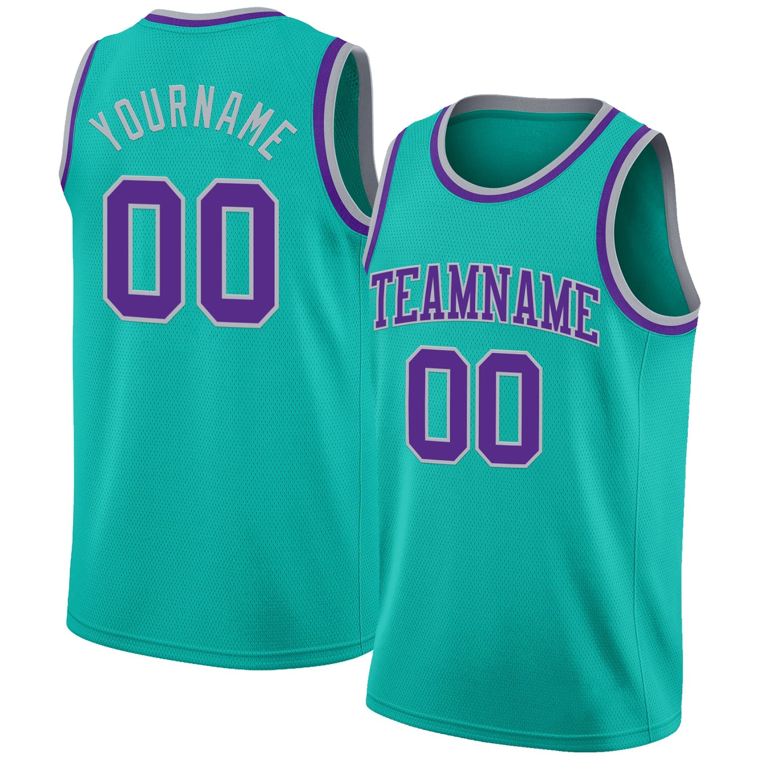 Custom Aqua Purple-Gray Authentic Basketball Jersey - Sky-Custom