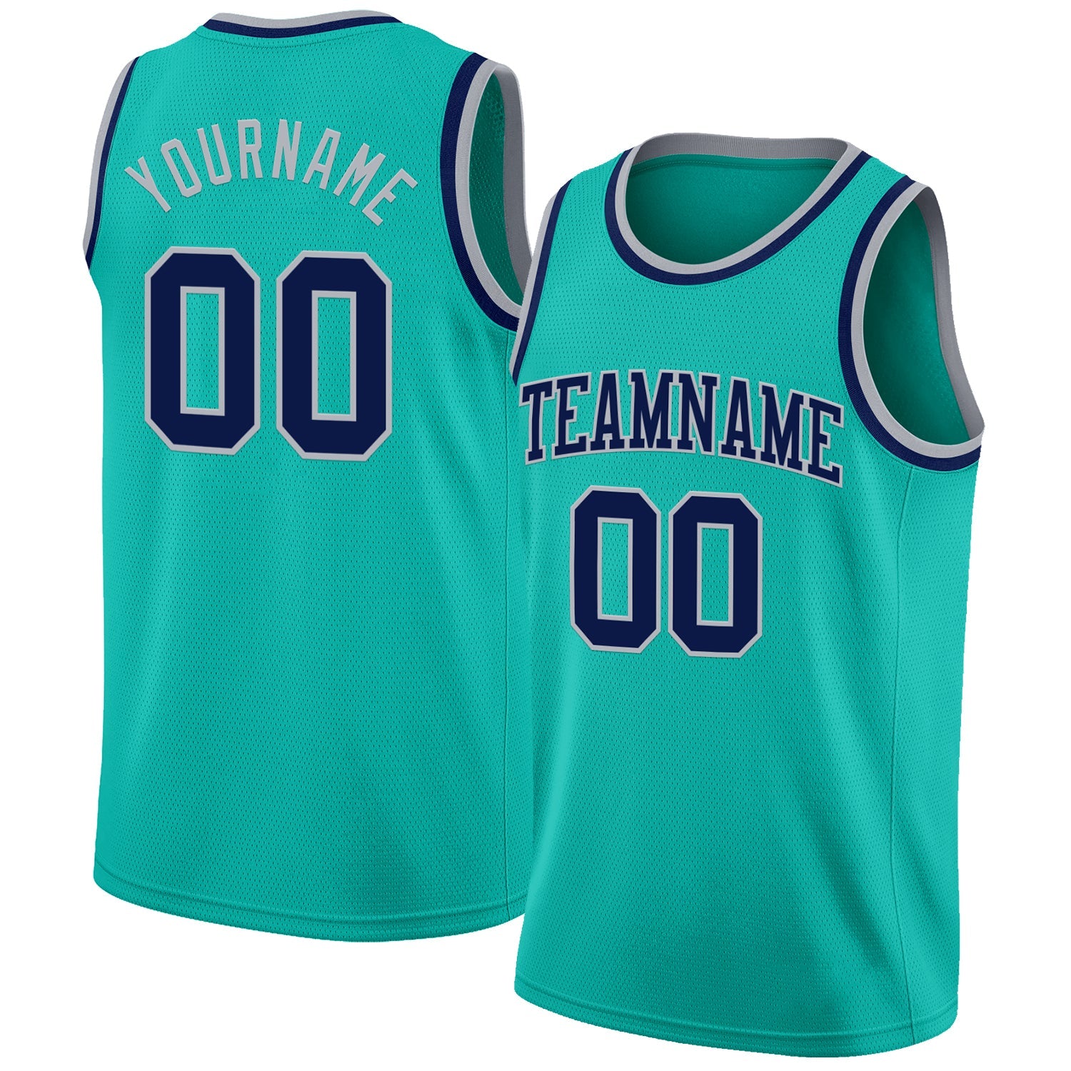 Custom Aqua Navy-Gray Authentic Basketball Jersey - Sky-Custom