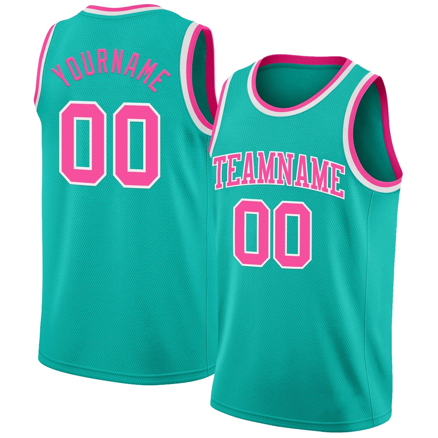 Custom Aqua Pink-White Authentic Basketball Jersey - Sky-Custom