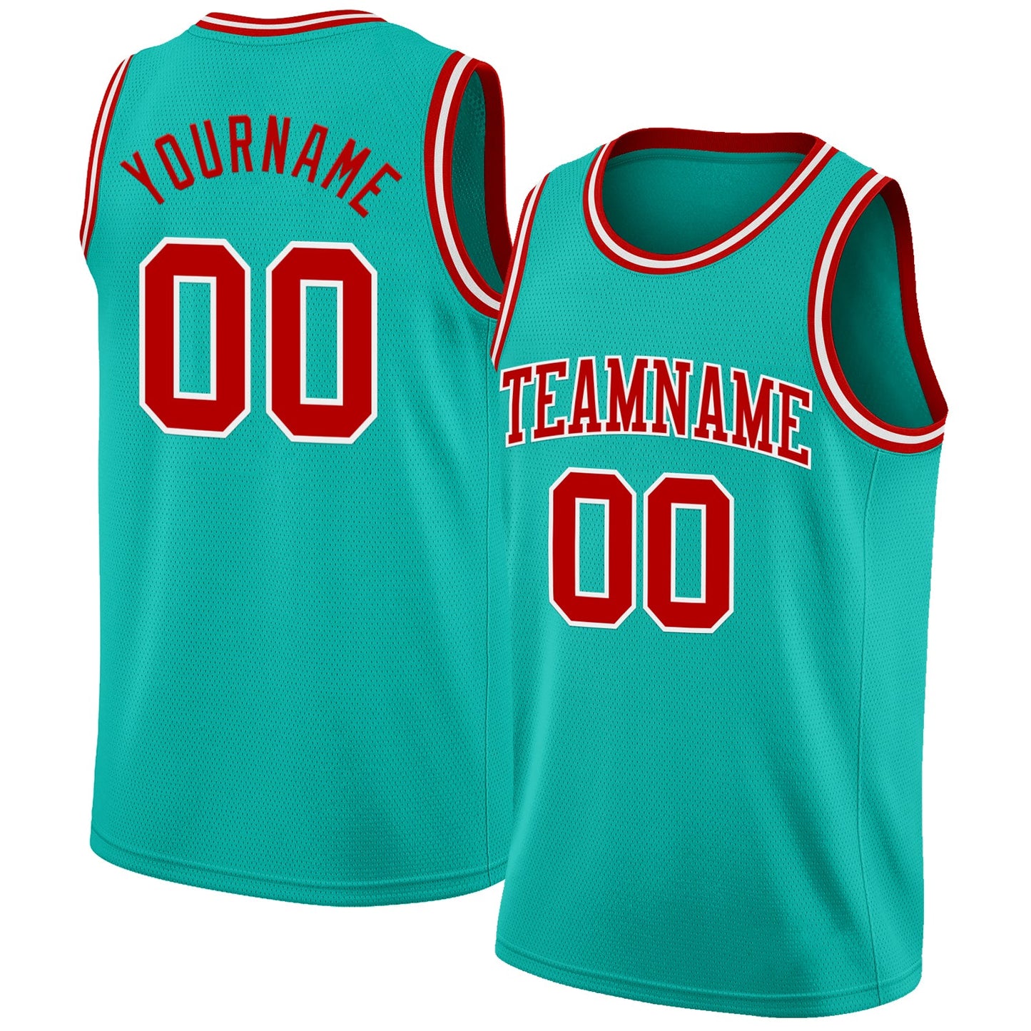 Custom Aqua Red-White Authentic Basketball Jersey - Sky-Custom