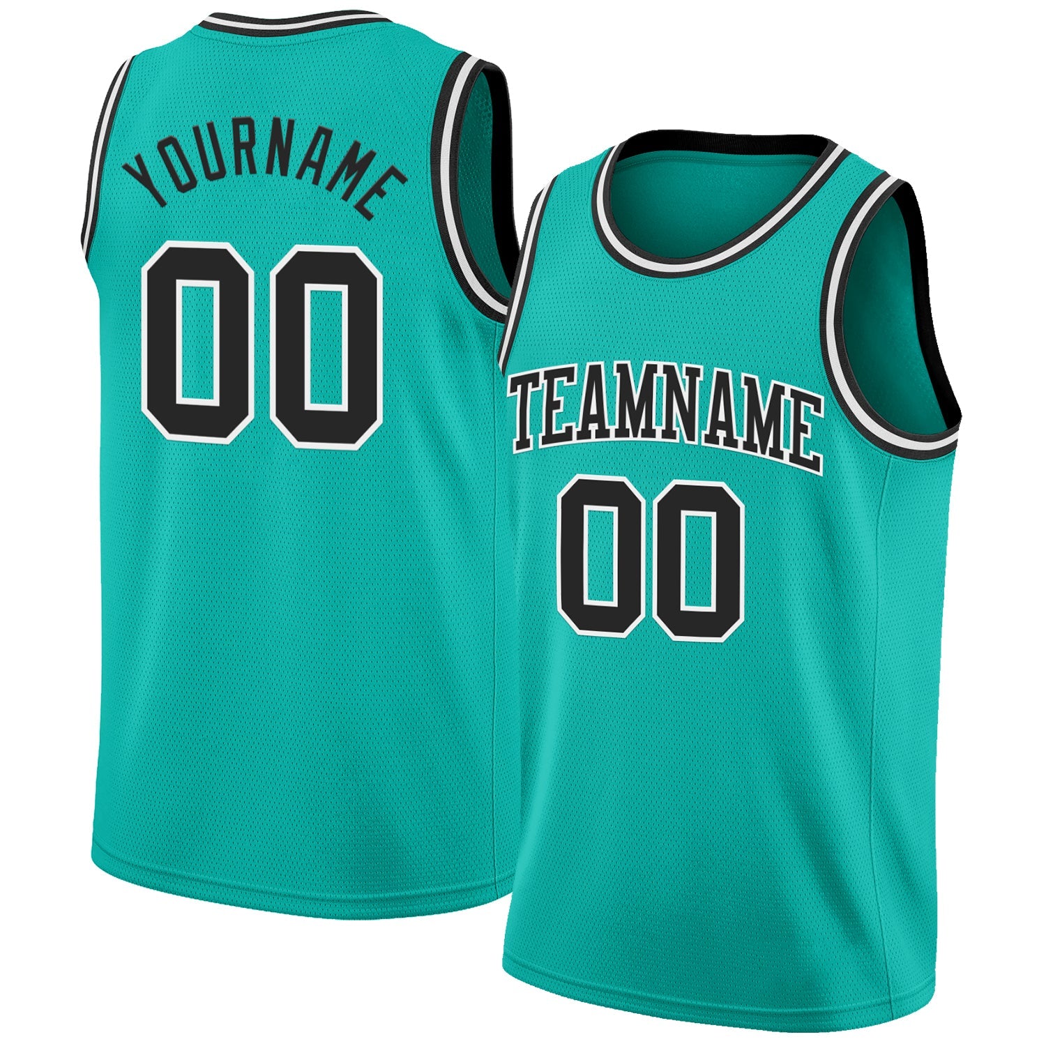 Custom Aqua Black-White Authentic Basketball Jersey - Sky-Custom