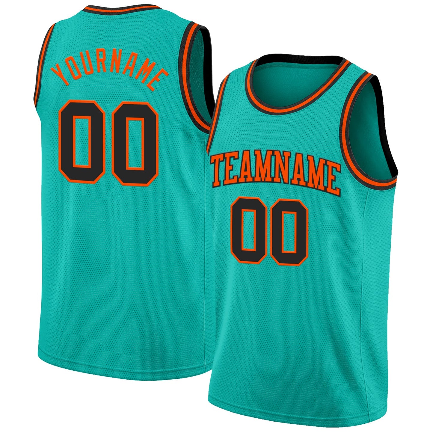 Custom Aqua Black-Orange Authentic Basketball Jersey - Sky-Custom
