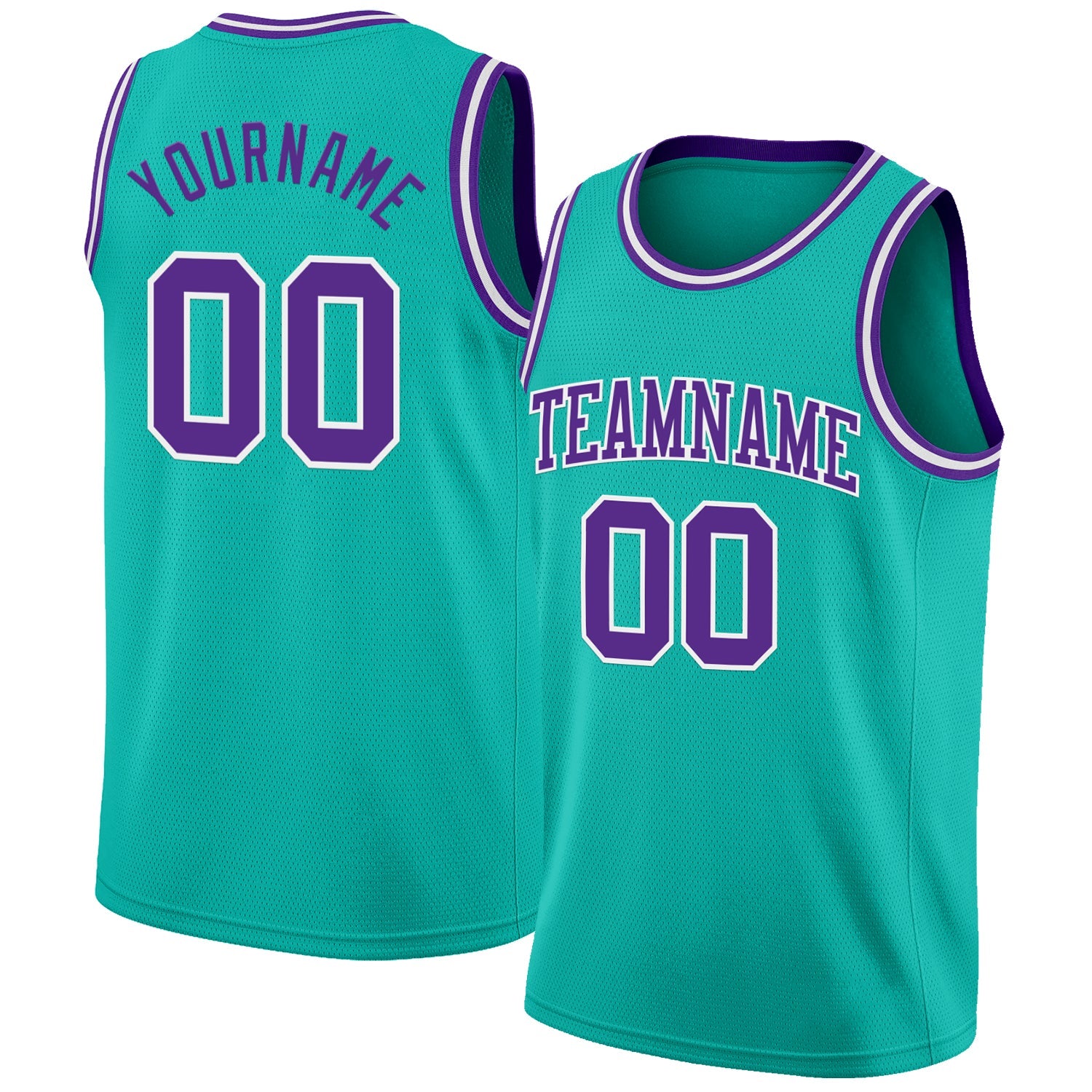 Custom Aqua Purple-White Authentic Basketball Jersey - Sky-Custom