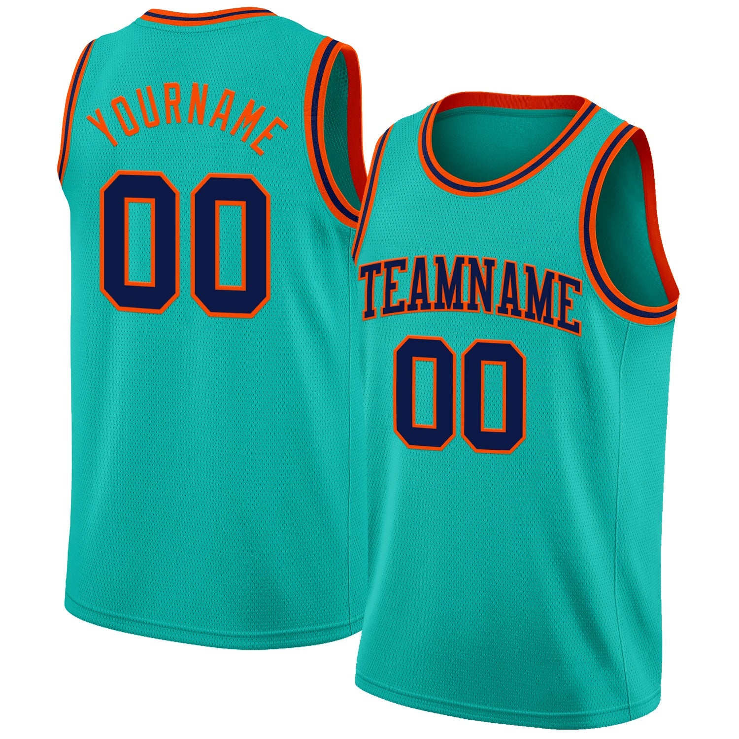 Custom Aqua Navy-Orange Authentic Basketball Jersey - Sky-Custom