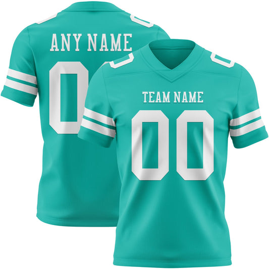Custom Aqua White Mesh Authentic Football Jersey - Sky-Custom