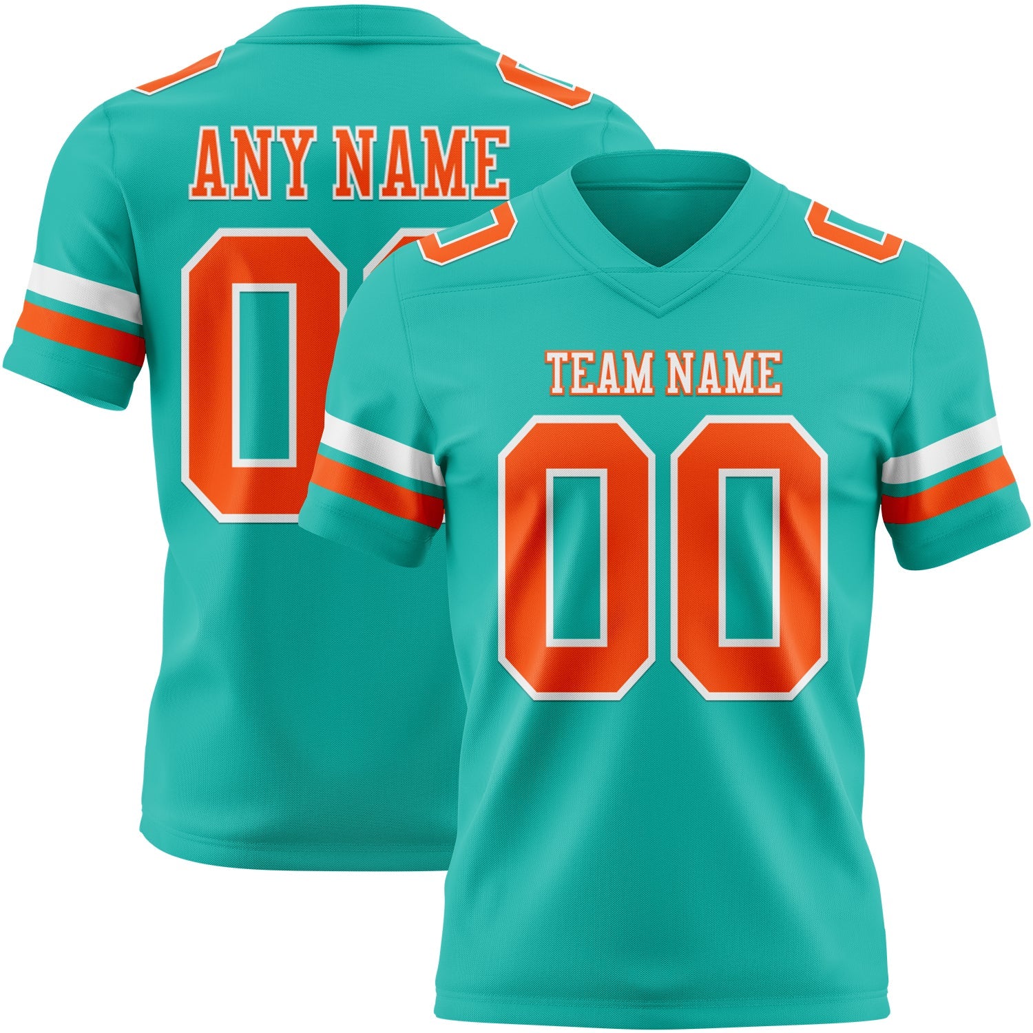 Custom Aqua Orange-White Mesh Authentic Football Jersey - Sky-Custom