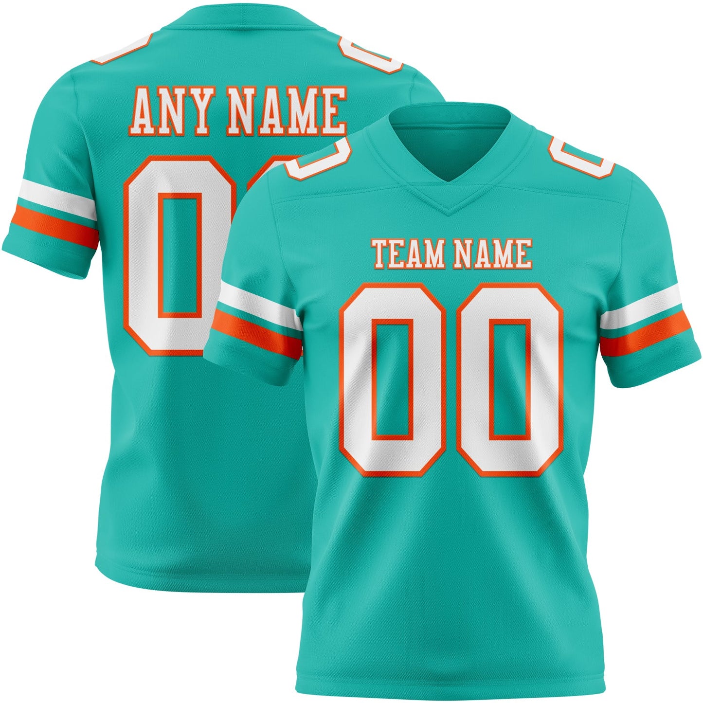 Custom Aqua White-Orange Mesh Authentic Football Jersey - Sky-Custom