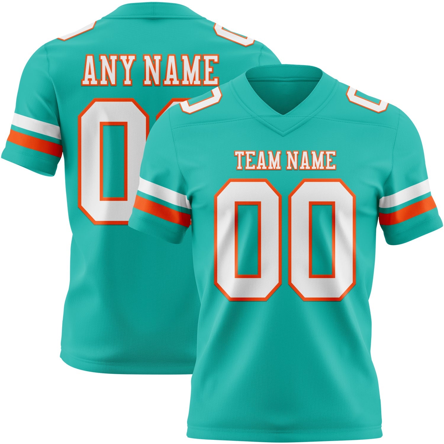 Custom Aqua White-Orange Mesh Authentic Football Jersey - Sky-Custom