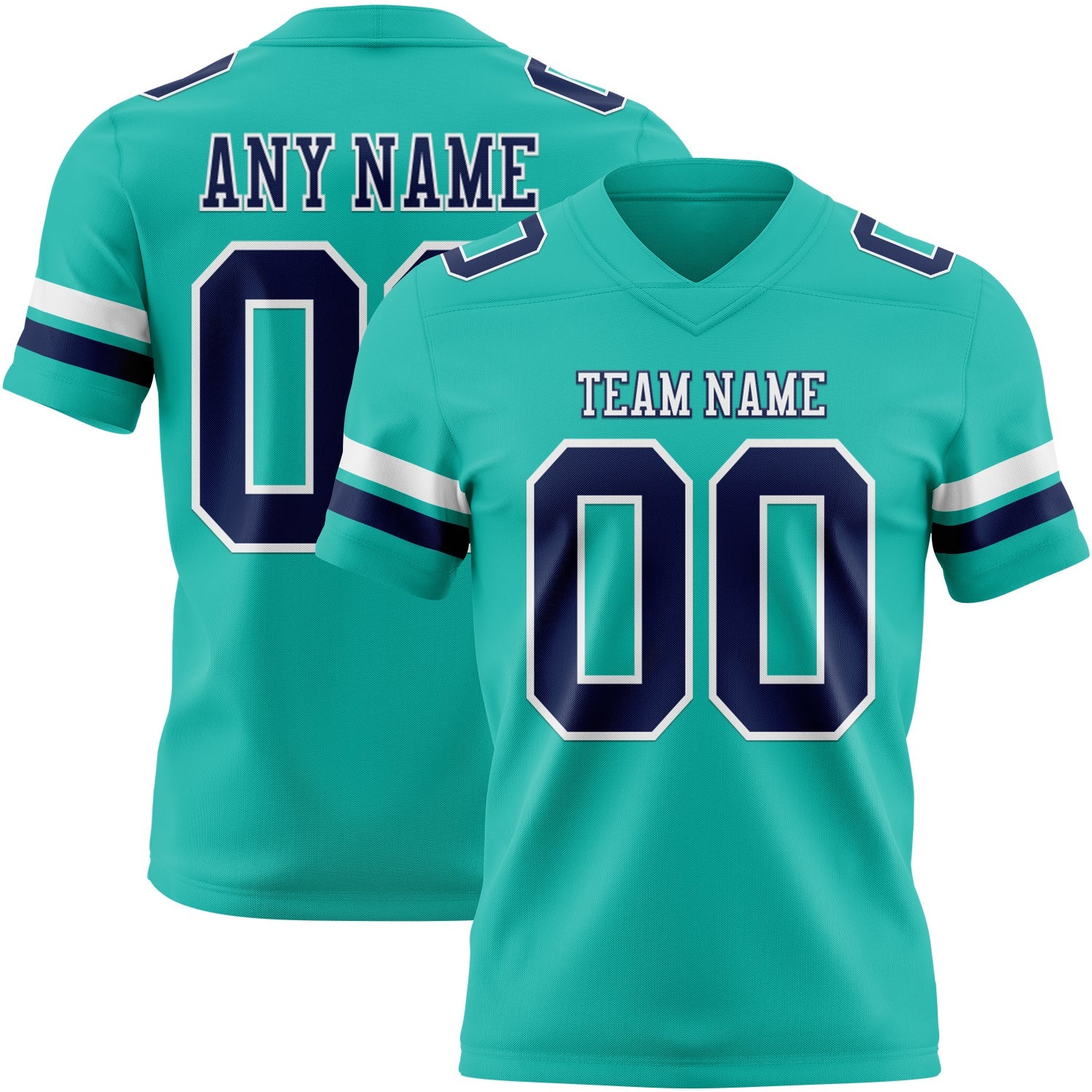 Custom Aqua Navy-White Mesh Authentic Football Jersey - Sky-Custom