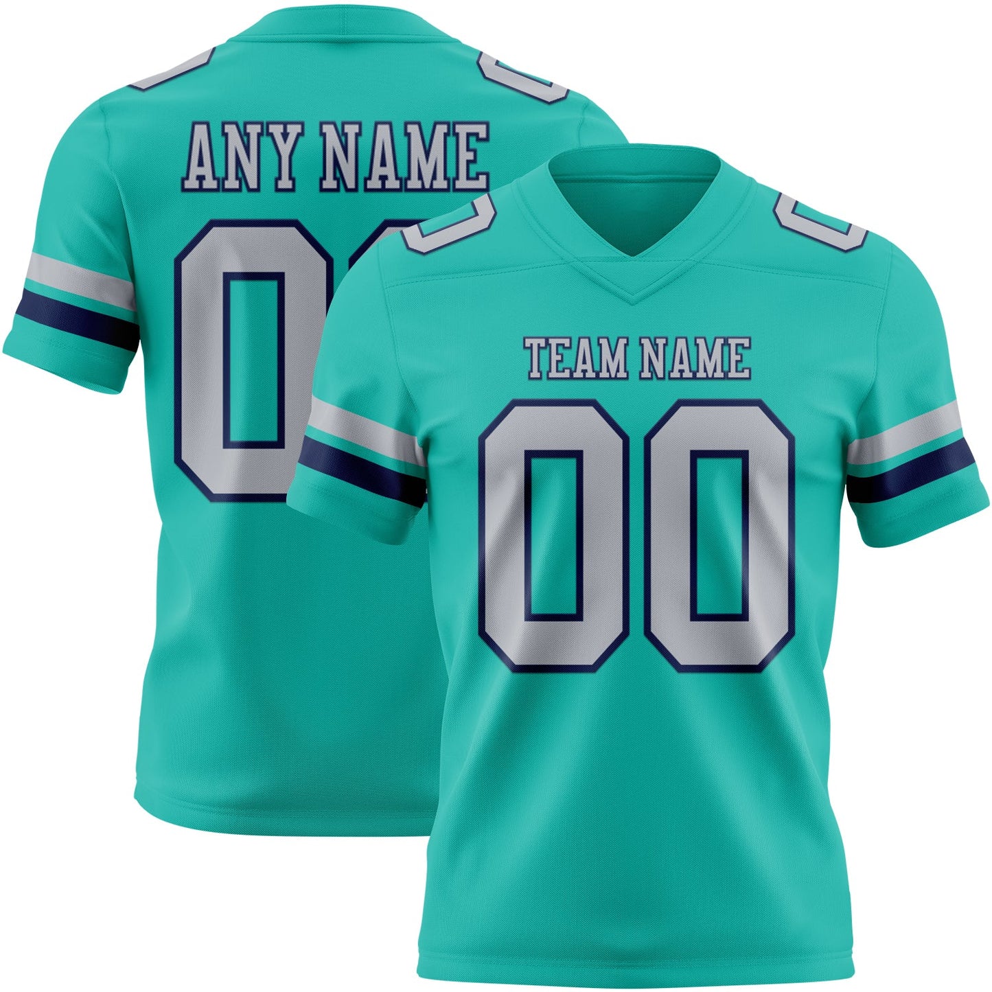Custom Aqua Gray-Navy Mesh Authentic Football Jersey - Sky-Custom