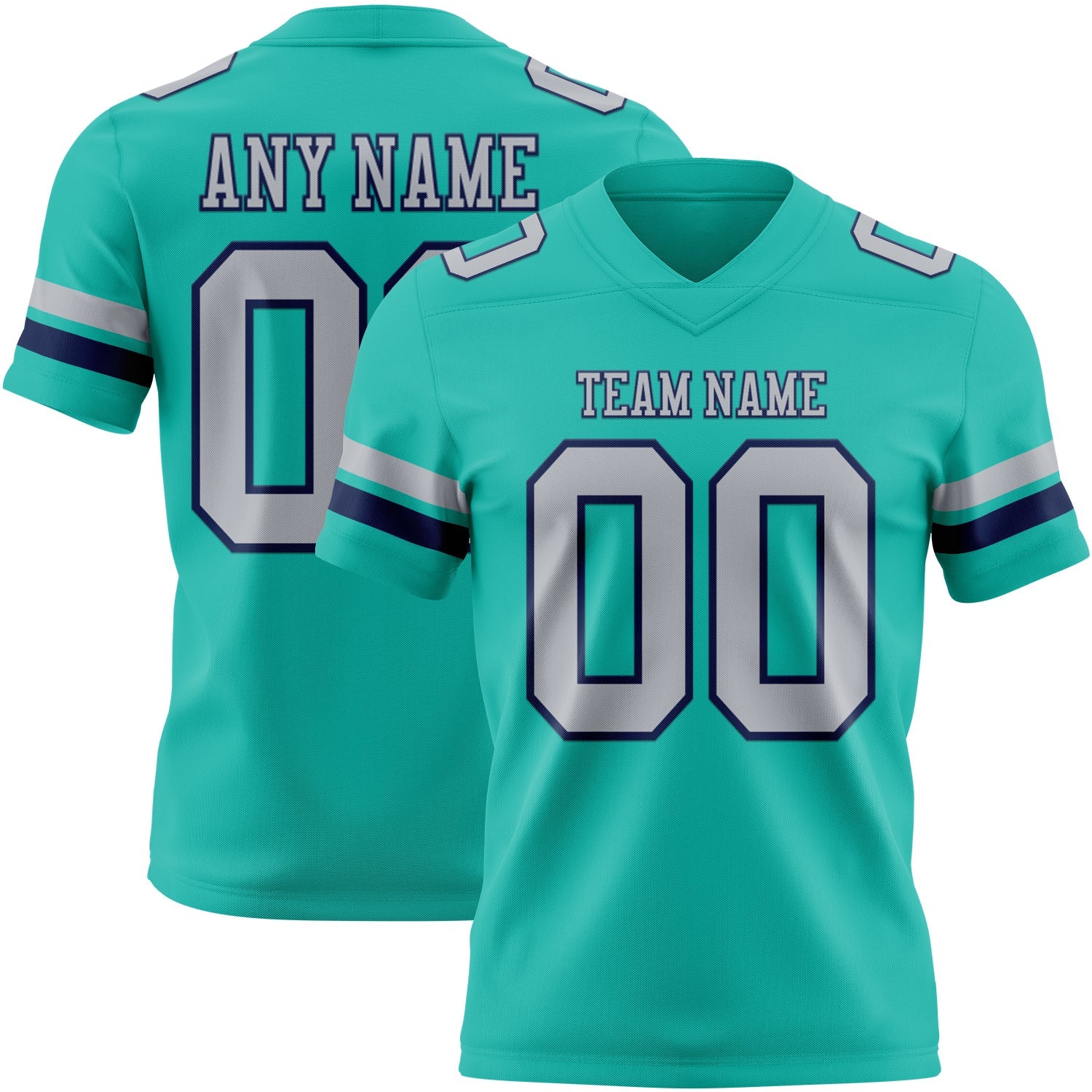Custom Aqua Gray-Navy Mesh Authentic Football Jersey - Sky-Custom