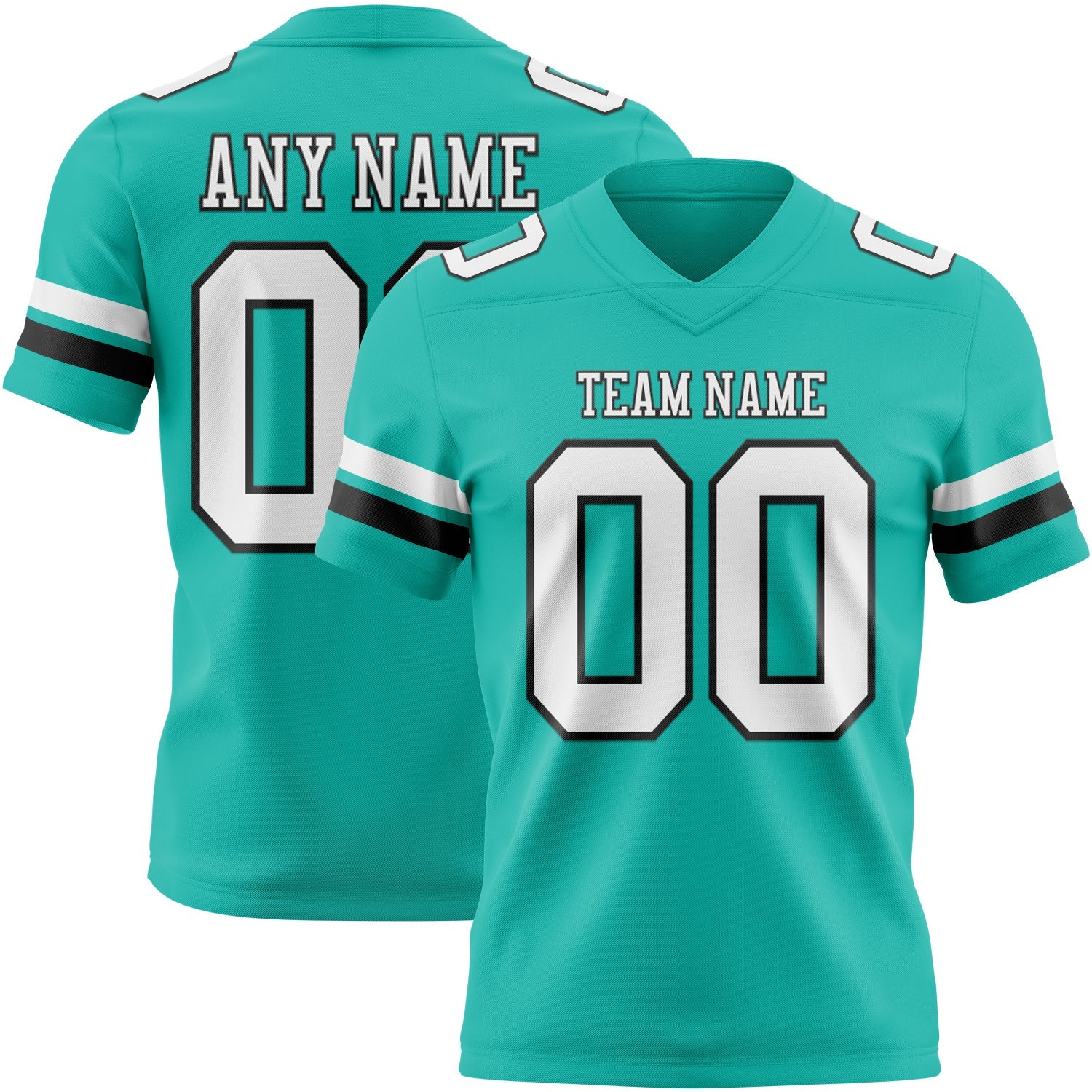 Custom Aqua White-Black Mesh Authentic Football Jersey - Sky-Custom