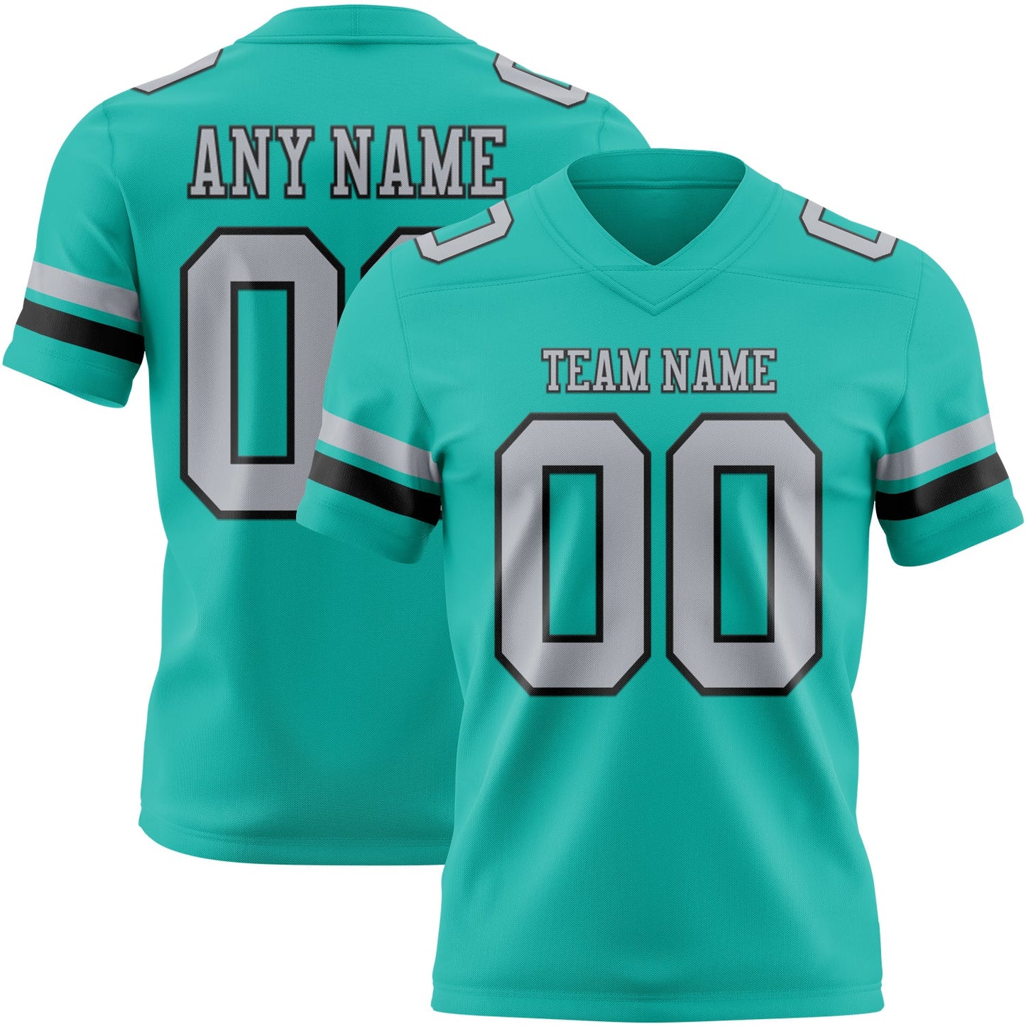 Custom Aqua Gray-Black Mesh Authentic Football Jersey - Sky-Custom