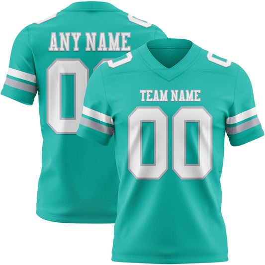 Custom Aqua White-Gray Mesh Authentic Football Jersey - Sky-Custom