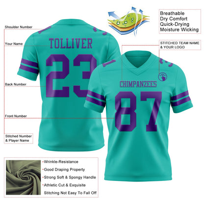 Custom Aqua Purple Mesh Authentic Football Jersey - Sky-Custom
