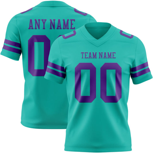 Custom Aqua Purple Mesh Authentic Football Jersey - Sky-Custom