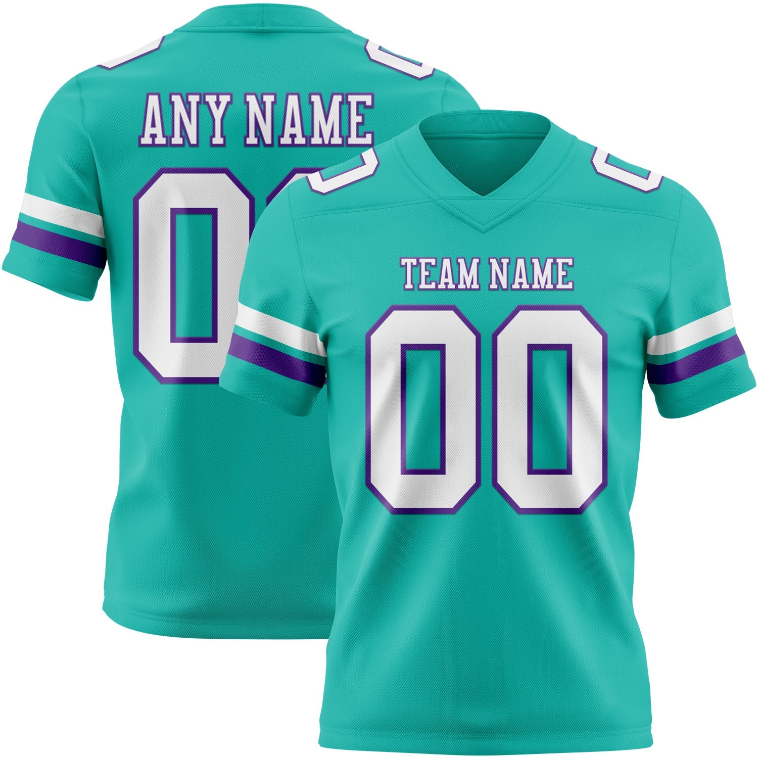 Custom Aqua White-Purple Mesh Authentic Football Jersey - Sky-Custom