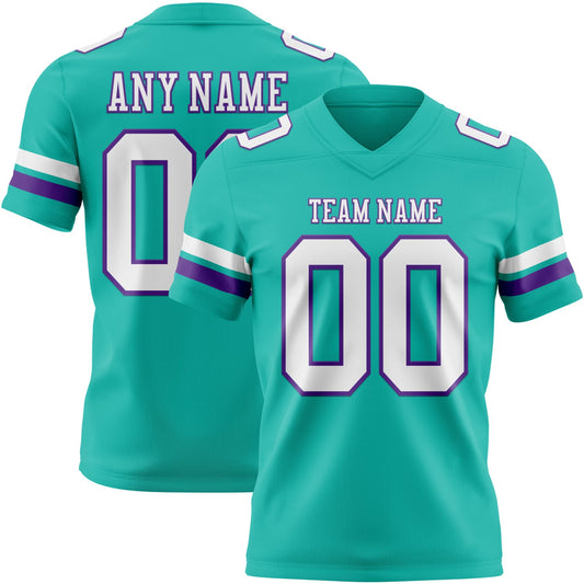 Custom Aqua White-Purple Mesh Authentic Football Jersey - Sky-Custom