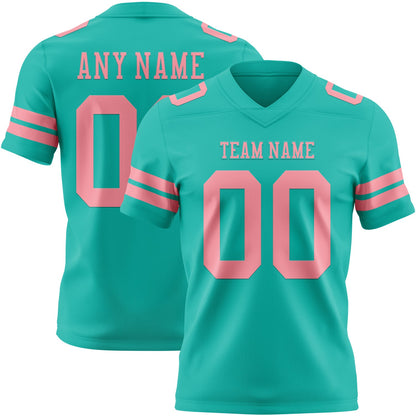 Custom Aqua Medium Pink Mesh Authentic Football Jersey - Sky-Custom