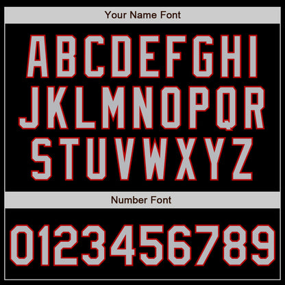 Custom Black Gray-Red 3 Colors Arm Shapes Authentic Baseball Jersey - Sky-Custom