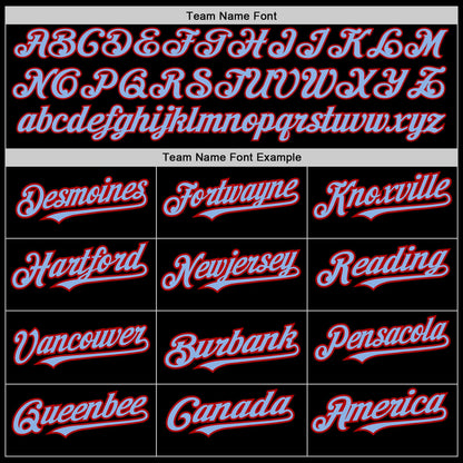 Custom Black Light Blue-Red 3 Colors Arm Shapes Authentic Baseball Jersey - Sky-Custom