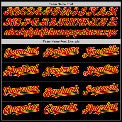 Custom Black Red-Gold 3 Colors Arm Shapes Authentic Baseball Jersey - Sky-Custom