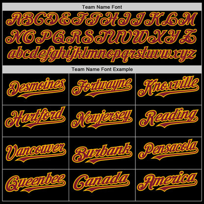 Custom Black Crimson-Gold 3 Colors Arm Shapes Authentic Baseball Jersey - Sky-Custom