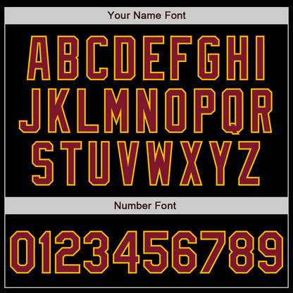 Custom Black Crimson-Gold 3 Colors Arm Shapes Authentic Baseball Jersey - Sky-Custom