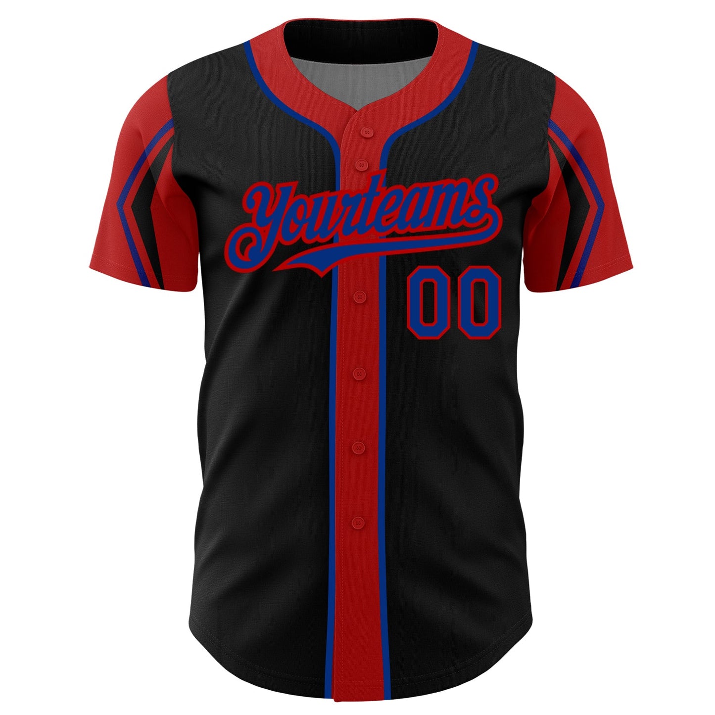Custom Black Royal-Red 3 Colors Arm Shapes Authentic Baseball Jersey - Sky-Custom