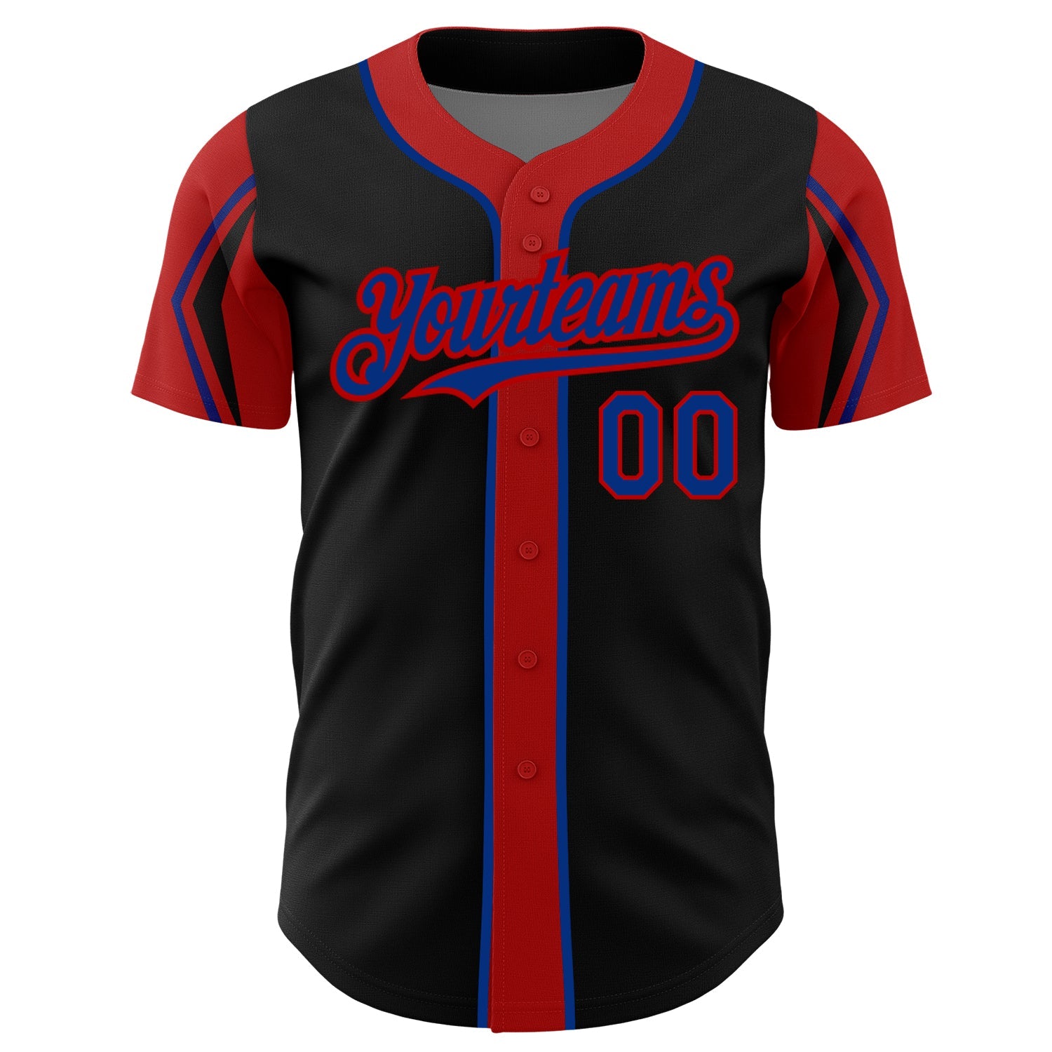 Custom Black Royal-Red 3 Colors Arm Shapes Authentic Baseball Jersey - Sky-Custom
