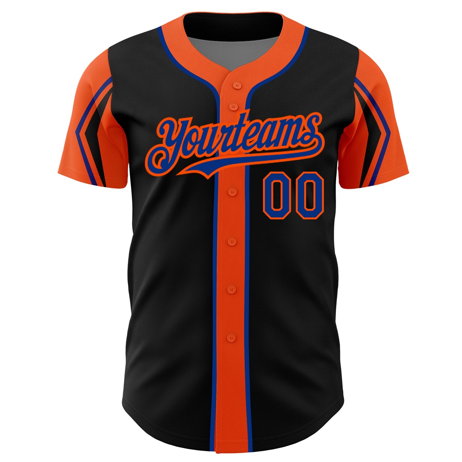 Custom Black Royal-Orange 3 Colors Arm Shapes Authentic Baseball Jersey - Sky-Custom