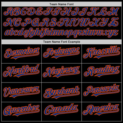 Custom Black Royal-Orange 3 Colors Arm Shapes Authentic Baseball Jersey - Sky-Custom