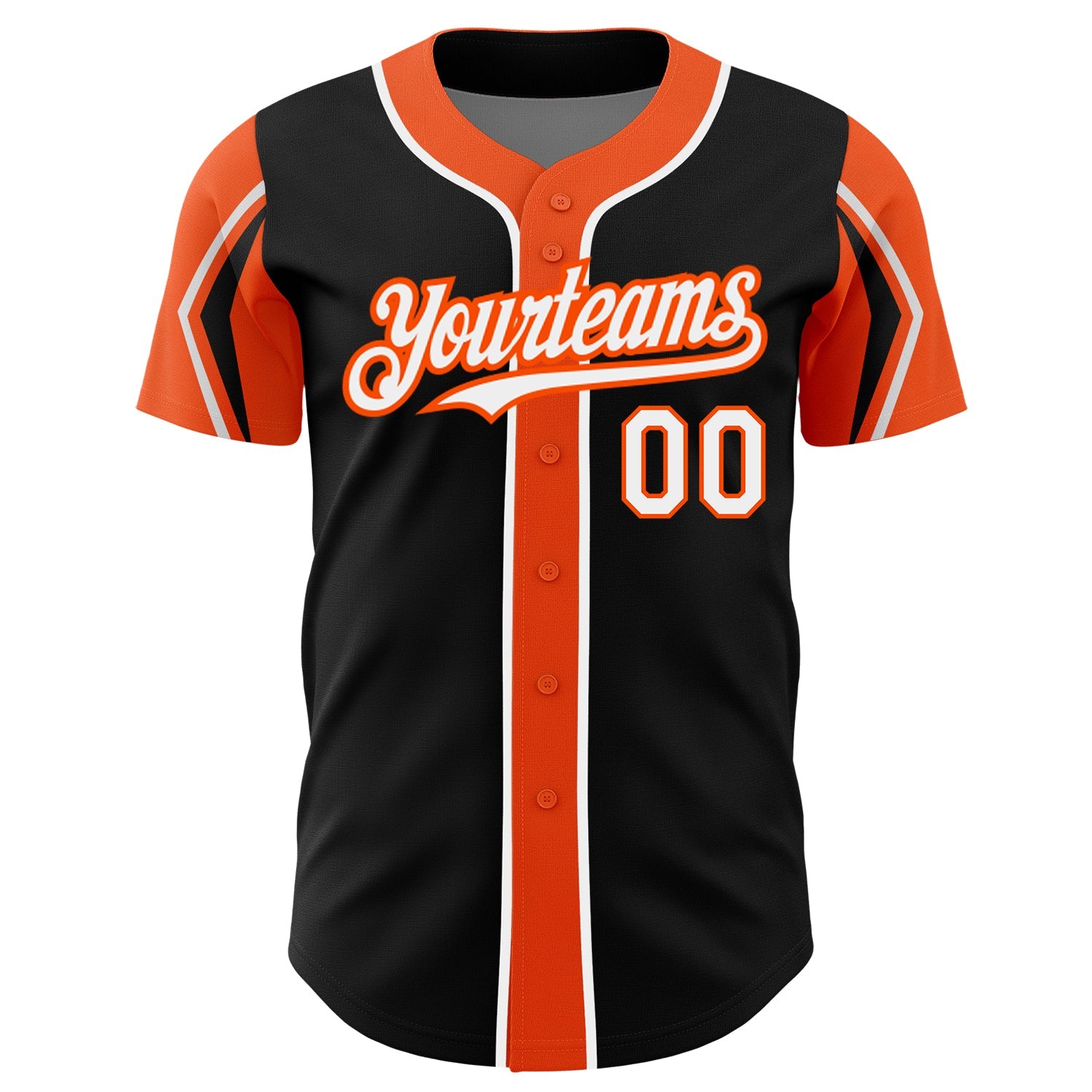 Custom Black White-Orange 3 Colors Arm Shapes Authentic Baseball Jersey - Sky-Custom