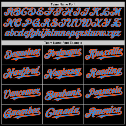 Custom Black Electric Blue-Orange 3 Colors Arm Shapes Authentic Baseball Jersey - Sky-Custom