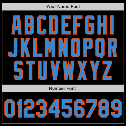 Custom Black Electric Blue-Orange 3 Colors Arm Shapes Authentic Baseball Jersey - Sky-Custom