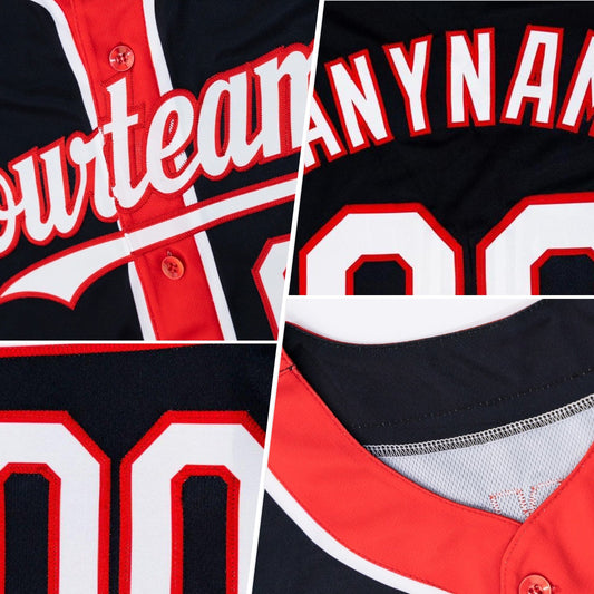 Custom Black White-Pink 3 Colors Arm Shapes Authentic Baseball Jersey - Sky-Custom