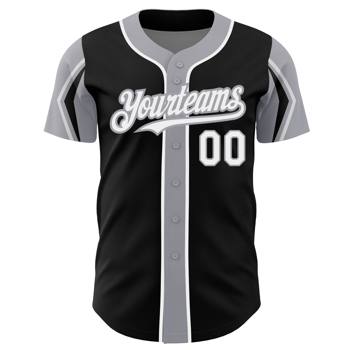 Custom Black White-Gray 3 Colors Arm Shapes Authentic Baseball Jersey - Sky-Custom