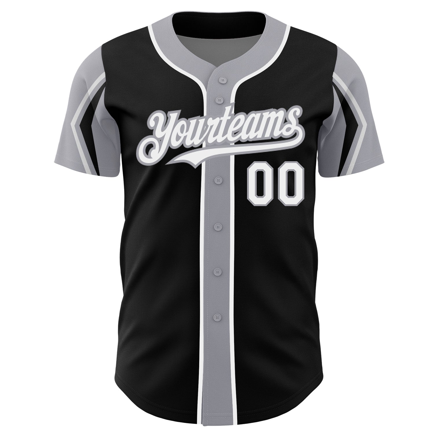 Custom Black White-Gray 3 Colors Arm Shapes Authentic Baseball Jersey - Sky-Custom