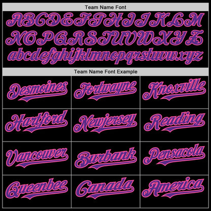 Custom Black Purple-Pink 3 Colors Arm Shapes Authentic Baseball Jersey - Sky-Custom