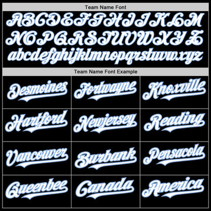 Custom Black White-Light Blue 3 Colors Arm Shapes Authentic Baseball Jersey - Sky-Custom