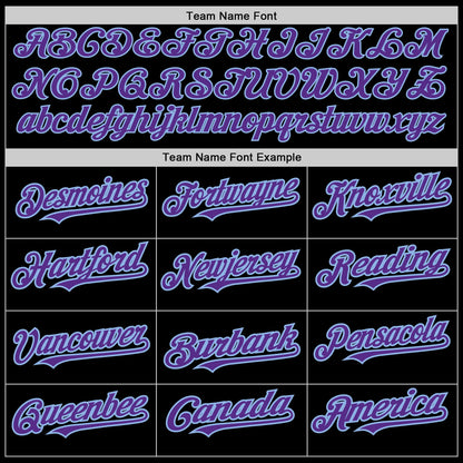 Custom Black Purple-Light Blue 3 Colors Arm Shapes Authentic Baseball Jersey - Sky-Custom