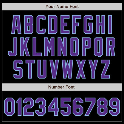 Custom Black Purple-Light Blue 3 Colors Arm Shapes Authentic Baseball Jersey - Sky-Custom